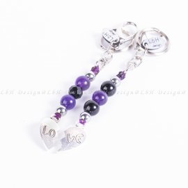 Ametiszt-Fazettált Ónix-Ónix-Ezüst Hematit LOVE