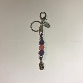 AMETISZT - MÁLNA KVARC - EZÜST HEMATIT - BUDDHA KULCSTARTÓ