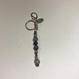 AMETISZT - ÓNIX - EZÜST HEMATIT - BUDDHA TENYERE KULCSTARTÓ