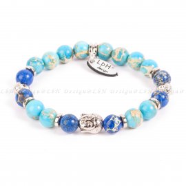 ÉGKÉK - KÉK TENGERI ÜLEDÉK JÁSPIS - BUDDHA EZÜST