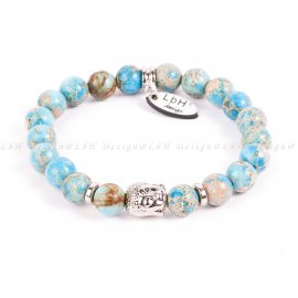 ÉGKÉK TENGERI ÜLEDÉK JÁSPIS - BUDDHA EZÜST