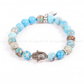 ÉGKÉK TENGERI ÜLEDÉK JÁSPIS - FATIMA KEZE EZÜST