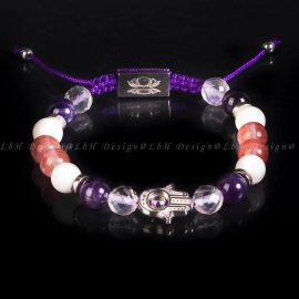 Fazettált Rózsakvarc - Ametiszt - Kagyló - Málna kvarc - Aqua aura kvarc  - Fatima keze 925