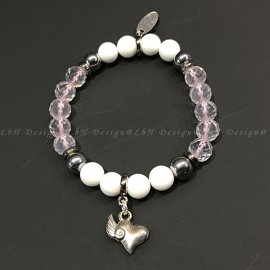 Fazettált Rózsakvrac - Ezüst hematit - Kagyló - L'amour szív ezüst