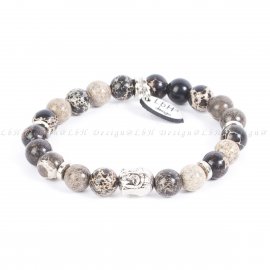 FEKETE-BARNA TENGERI ÜLEDÉK JÁSPIS - BUDDHA EZÜST