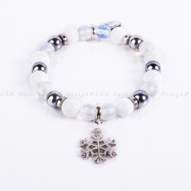 Kagyló-Ezüst Hematit-Fazettált Opalit - Ezsüt Hópehely