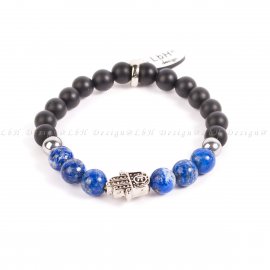 LAPIS LAZULI - EZÜST HEMATIT - MATT ÓNIX - FATIMA KEZE EZÜST