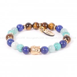LAPIS-TÜRKENIT-AMAZONIT-TIGRISSZEM - BUDDHA ARANY