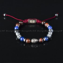 Macskaszem-Hópehely Obszidián-Lápisz Lazuli-Ezüst Hematit Buddha 925 Ezüst