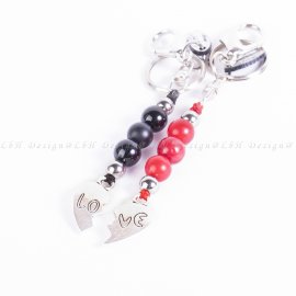 Matt Ónix-Ónix-Vörös Howlite-Piros Achát-Ezüst Hematit LOVE