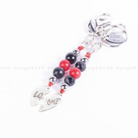 Ónix-Facettált Ónix-Piros Achát-Ezüst Hematit LOVE