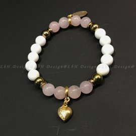 Rózsakvarc - Kagyló - Arany hematit - L'amour szív arany