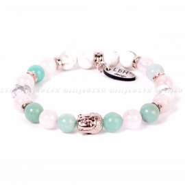 AMAZONIT-RÓZSAKVARC-HOWLIT - BUDDHA EZÜST