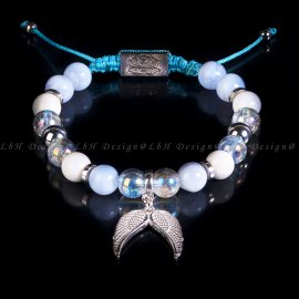 Aqua Aura Kvarc - Kalcedon - Kagyló - Ezüst Hematit - Angyalszárny 925