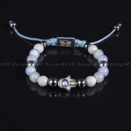 Ezüst Hematit – Fazettált Kagyló – Holdkő – Kalcedon Fatima Keze 925 Ezüst