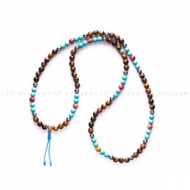 Ezüst Hematit- Tigrisszem -Türkenit-Orion Tengeri Üledék Jáspis-Privilege 925 Ezüst Tradicionális Mala