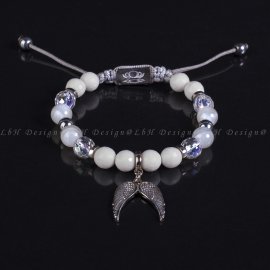 Fazettált Kagyló-Fazettált Aqua Aura kvarc-Holdkő-Ezüst Hematit Angyalszárny 925 Ezüst