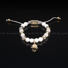 Fazettált Kagyló – Holdkő - Fazettált Aqua Aura kvarc - Arany Hematit - Fatima keze 925