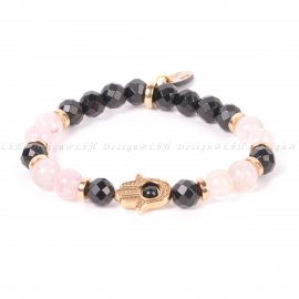 FAZETTÁLT ÓNIX-RÓZSAKVARC - FATIMA KEZE ARANY