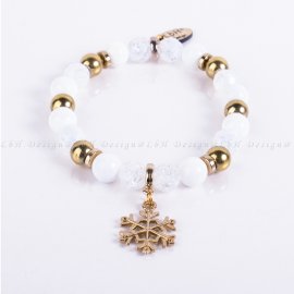 Fazettált Roppantott Hegyikristály-Arany Hematit-Kagyló - Arany Hópehely