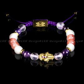 Fazettált Rózsakvarc - Ametiszt - Kagyló - Málna kvarc - Aqua aura kvarc  - Fatima keze 925 Arany