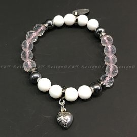 Fazettált Rózsakvrac - Kagyló - Vörös Howlit - L'amour szív