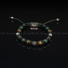 Fazettált Tigrisszem-Malachit-Matt Ónix-Ezüst Hematit