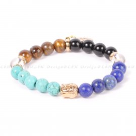 HEGYIKRISTÁLY-TIGRISSZEM-LAPIS LAZULI-ÓNIX-TÜRKENIT - BUDDHA ARANY