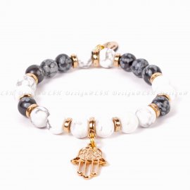 HÓPEHELY OBSZIDIÁN-HOWLIT - FATIMA KEZE MEDÁL ARANY