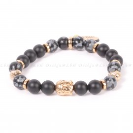 HÓPEHELY OBSZIDIÁN-MATT ÓNIX - BUDDHA ARANY