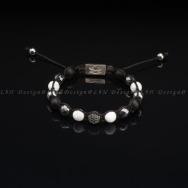  Howlit-Matt Ónix-Fazettált Hematit-Ezüst Hematit