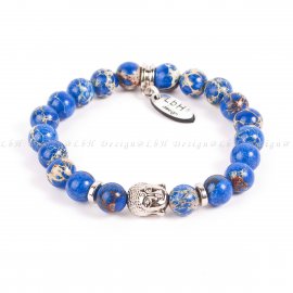 KÉK TENGERI ÜLEDÉK JÁSPIS - BUDDHA EZÜST