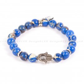 KÉK TENGERI ÜLEDÉK JÁSPIS - FATIMA KEZE EZÜST