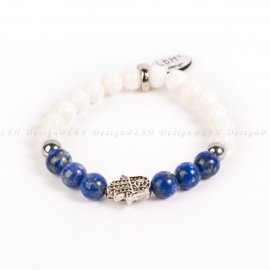 LAPIS LAZULI - EZÜST HEMATIT - KAGYLÓ- FATIMA KEZE EZÜST