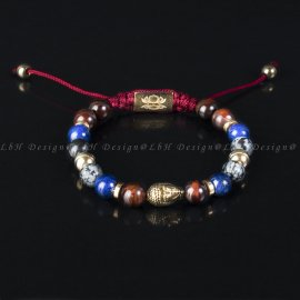 Macskaszem-Hópehely Obszidián-Lápisz Lazuli-Arany Hematit Buddha 925 Arany