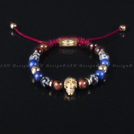 Macskaszem-Hópehely Obszidián-Lápisz Lazuli-Ezüst Hematit-Koponya 925 Arany