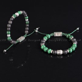 Malachit - Matt Ónix - Ezüst hematit - Lávakő - Fazettált Ónix - Buddha 925 szett