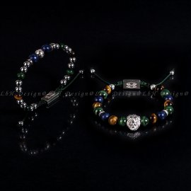 Malachit - Zafír - Tigrisszem - Ezüst Hematit - Oroszlán 925 Szett Ezüst