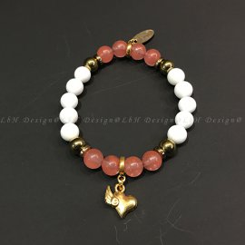 Málna kvarc - Kagyló - Arany hematit - L'amour arany szív