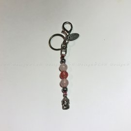 Málna kvarc - Rózsakvarc - Ezüst Hematit - Buddha Kulcstartó