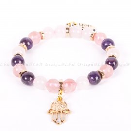 MÁLNAKVARC-RÓZSAKVARC-AMETISZT - FATIMA KEZE MEDÁL ARANY