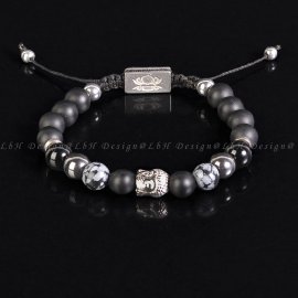 Matt Ónix - Hópehely Obszidián - Hematit - Onix - Ezüst hematit - Buddha 925