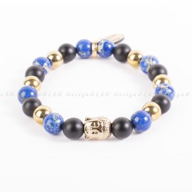 Matt Ónix – Kék Tengeri Üledék Jáspis – Arany Hematit - Buddha Arany