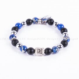 Matt Ónix – Kék Tengeri Üledék Jáspis-Ezüst Hematit -Ezüst Buddha