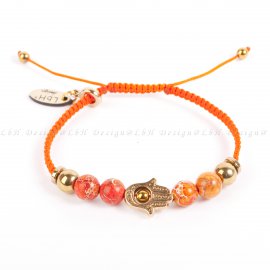 NARANCSSÁRGA TENGERI ÜLEDÉK JASPIS - ARANY HEMATIT - FATIMA KEZE ARANY