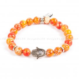 NARANCSSÁRGA TENGERI ÜLEDÉK JÁSPIS - FATIMA KEZE EZÜST