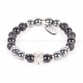 ÓNIX-HEMATIT-MATT ÓNIX - OROSZLÁN EZÜST