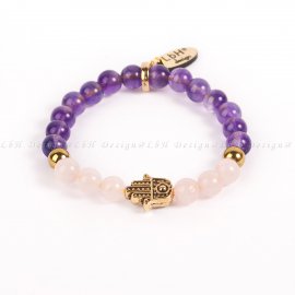 RÓZSAKVARC- ARANY HEMATIT - AMETISZT - FATIMA KEZE ARANY