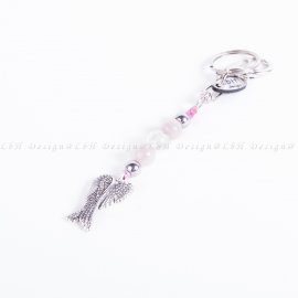 Rózsakvarc-Roppantott Hegyikristály-Ezüst Hematit - Angyalszárny