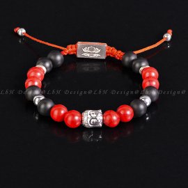 Vörös howlit - Matt Ónix - Ezüst Hematit - Buddha 925